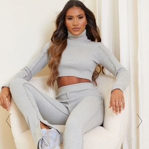 NWT Structured High Neck Stitch Detail Crop